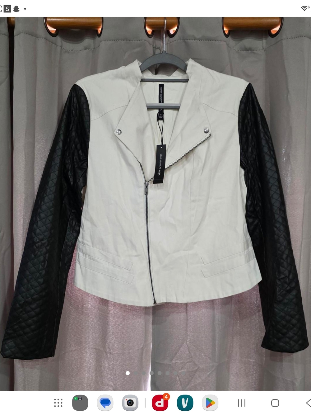 Walter Baker White Jacket with Black Quilted Sleeves